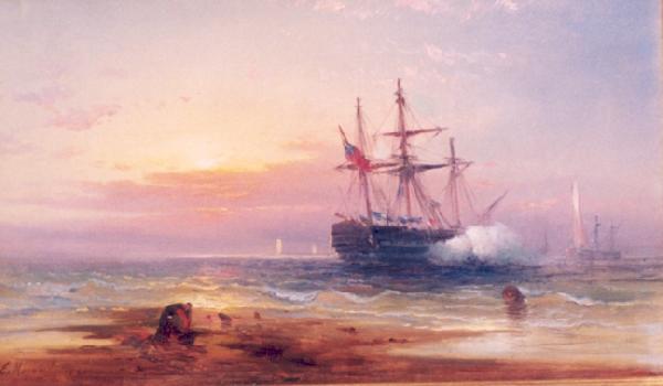 Edward Moran Salute at Sunset